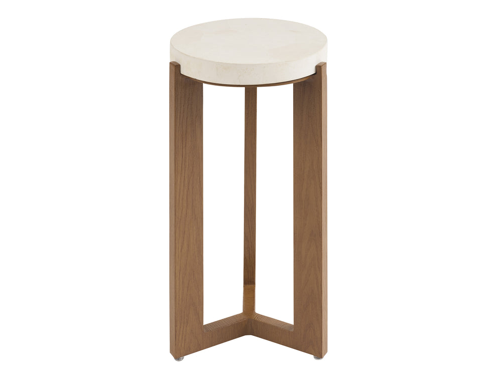 Lexington Tommy Bahama Outdoor 3340-952c Accent Table - Contemporary Poolside Design With Elegant White Agate Stone Top And Teak Finish  Wood 3340-952c