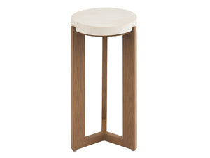 Lexington Tommy Bahama Outdoor 3340-952c Accent Table - Contemporary Poolside Design With Elegant White Agate Stone Top And Teak Finish  Wood 3340-952c