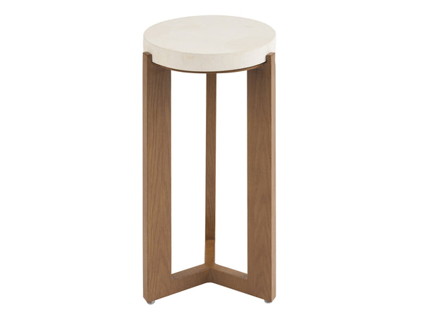 Lexington Tommy Bahama Outdoor 3340-952c Accent Table - Contemporary Poolside Design With Elegant White Agate Stone Top And Teak Finish  Wood 3340-952c