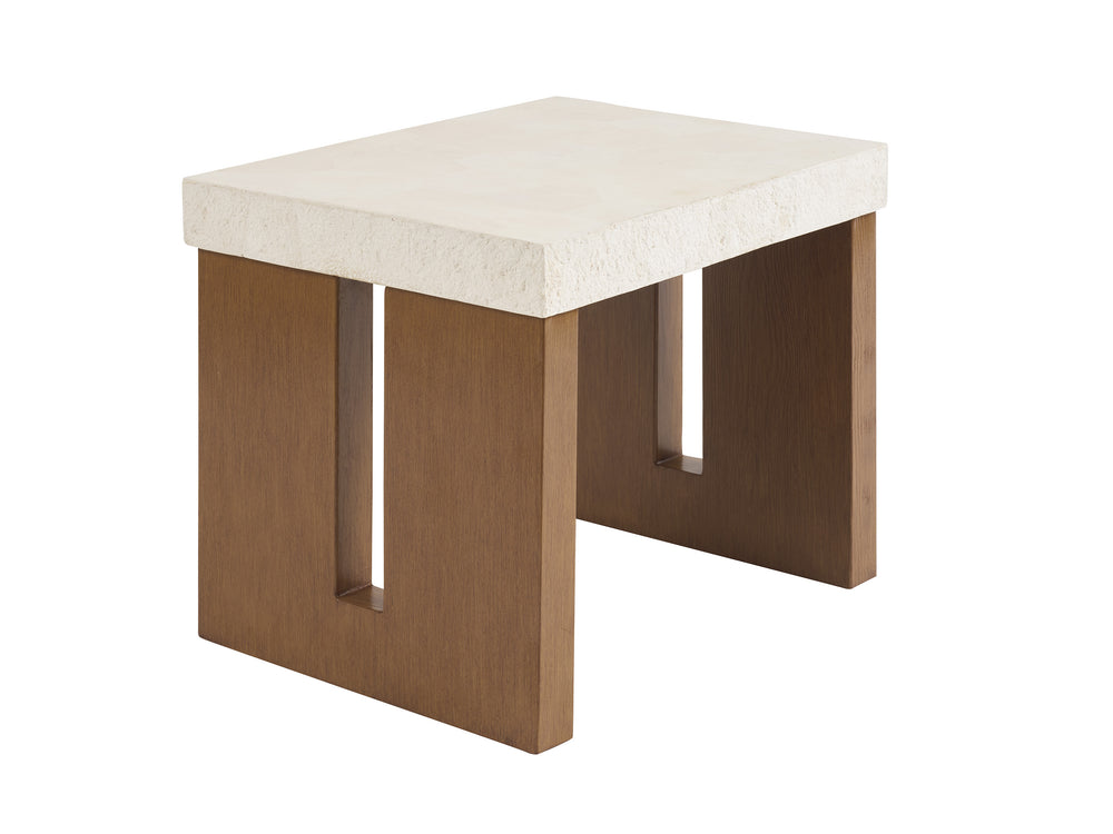 Lexington Tommy Bahama Outdoor 3340-955c Rectangular End Table - Contemporary Outdoor Design With White Agate Stone Top & Durable Frame  Wood 3340-955c