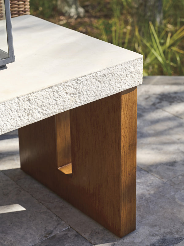 Lexington Tommy Bahama Outdoor 3340-955c Rectangular End Table - Contemporary Outdoor Design With White Agate Stone Top & Durable Frame  Wood 3340-955c
