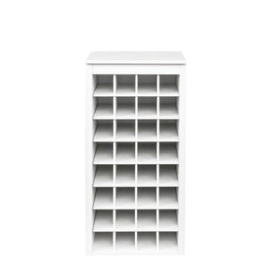 English Elm White Modular 32 Bottle Wine Rack Cabinet Compact Tower for Dining or Home Bar W331P195806