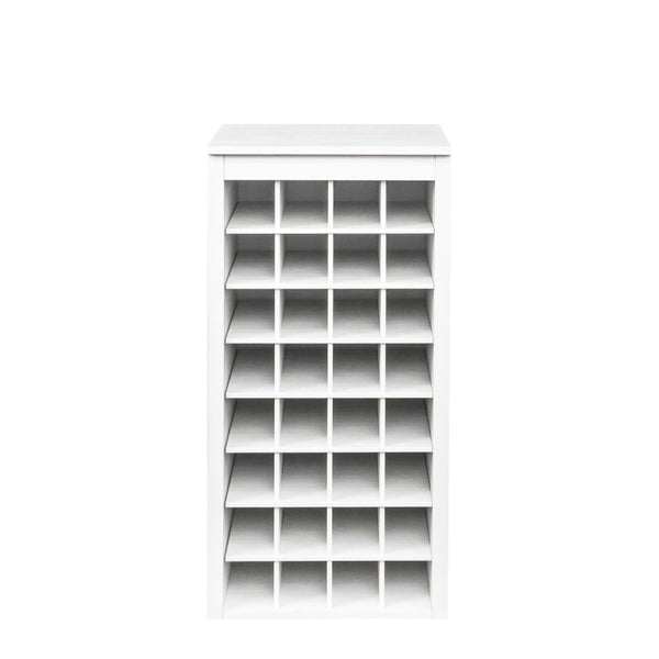English Elm White Modular 32 Bottle Wine Rack Cabinet Compact Tower for Dining or Home Bar W331P195806