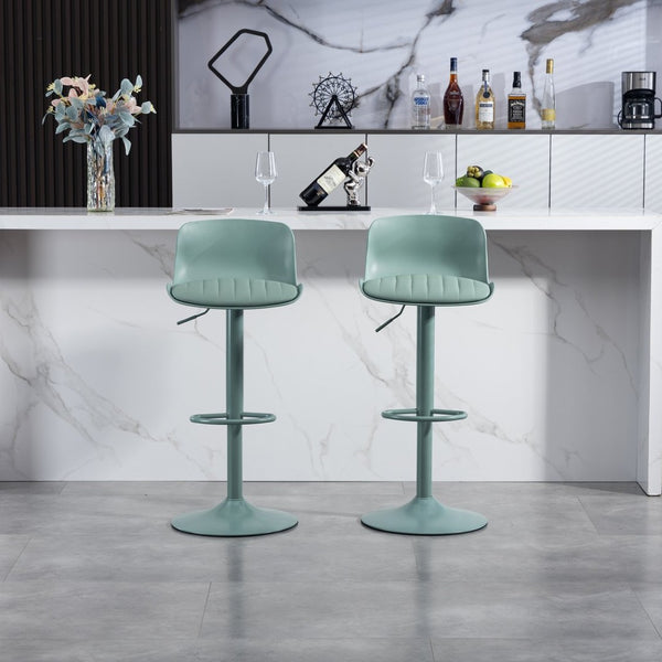 English Elm Bar Stools Set of 2 Adjustable Swivel Pu Leather Kitchen Island Seating with Back Mint Green W676P358684
