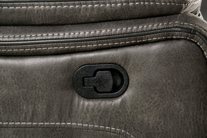 English Elm Transitional Multi-Function Glider Recliner with Channel Back, Cup Holders, Hidden Storage, Upholstered Comfort Dark Gray 43 L x 34 W x 30 H B2741P385035