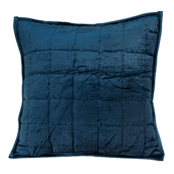 Homeroots 20" X 7" X 20" Transitional Navy Blue Quilted Pillow Cover With Poly Insert   334100