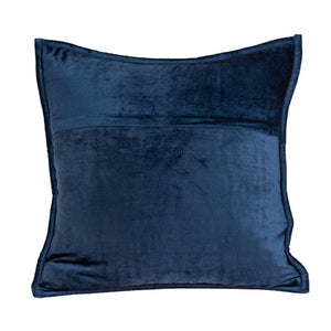 Homeroots 20" X 7" X 20" Transitional Navy Blue Quilted Pillow Cover With Poly Insert   334100