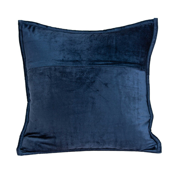 Homeroots 20" X 7" X 20" Transitional Navy Blue Quilted Pillow Cover With Poly Insert   334100