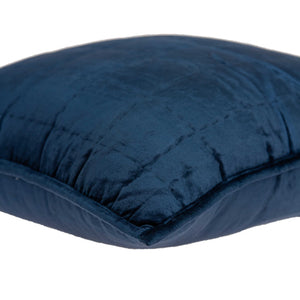 Homeroots 20" X 7" X 20" Transitional Navy Blue Quilted Pillow Cover With Poly Insert   334100