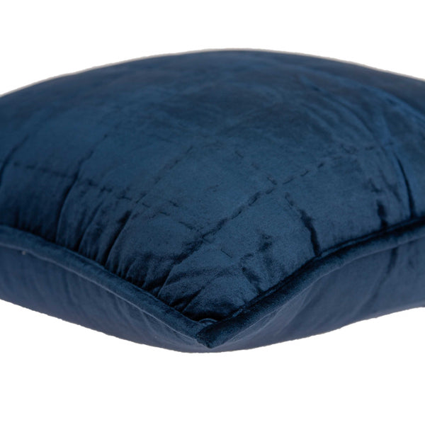 Homeroots 20" X 7" X 20" Transitional Navy Blue Quilted Pillow Cover With Poly Insert   334100