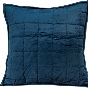 Homeroots 20" X 7" X 20" Transitional Navy Blue Quilted Pillow Cover With Poly Insert   334100