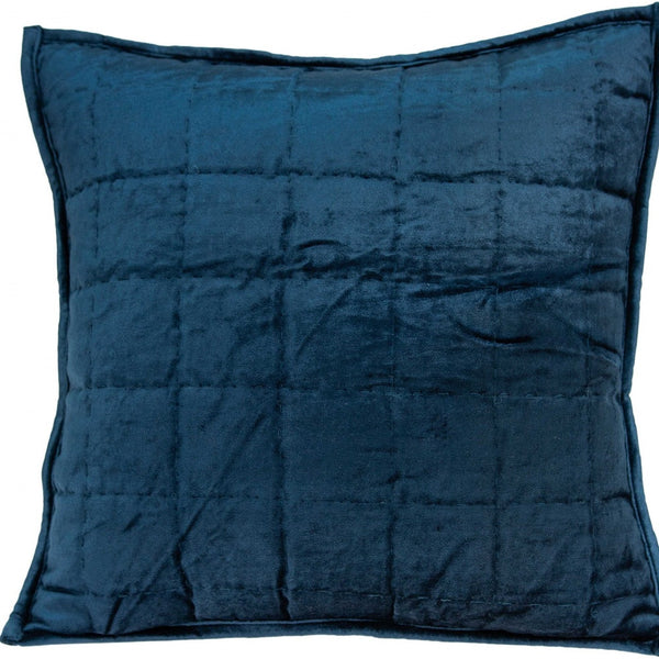 Homeroots 20" X 7" X 20" Transitional Navy Blue Quilted Pillow Cover With Poly Insert   334100