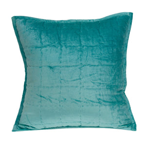 Homeroots 20" X 7" X 20" Transitional Aqua Solid Quilted Pillow Cover With Poly Insert   334101