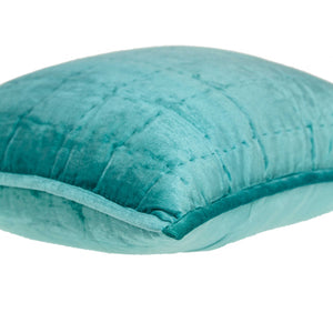 Homeroots 20" X 7" X 20" Transitional Aqua Solid Quilted Pillow Cover With Poly Insert   334101