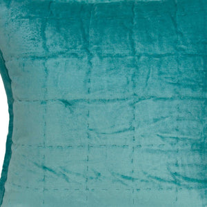 Homeroots 20" X 7" X 20" Transitional Aqua Solid Quilted Pillow Cover With Poly Insert   334101