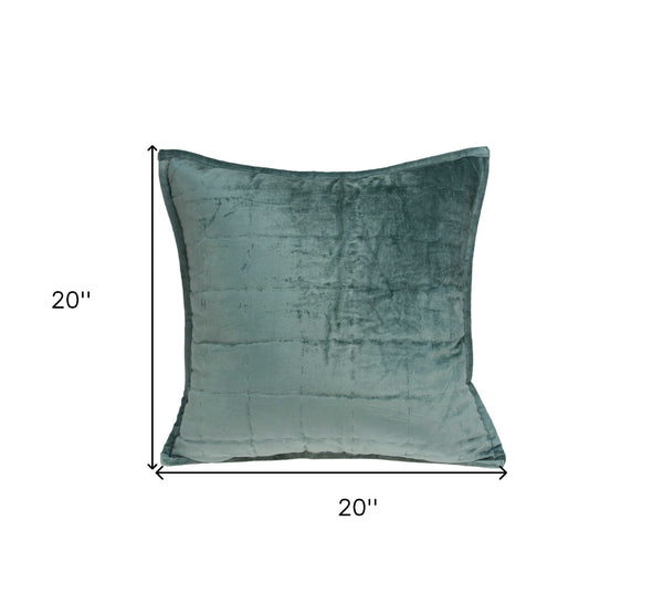 Homeroots 20" X 7" X 20" Transitional Sea Foam Solid Quilted Pillow Cover With Poly Insert   334102