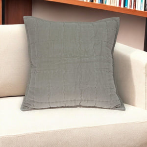 Homeroots 20" X 7" X 20" Transitional Gray Solid Quilted Pillow Cover With Poly Insert   334103