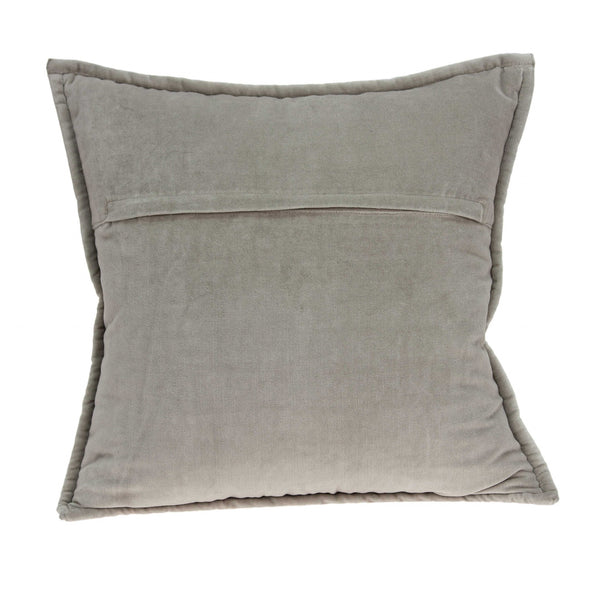 Homeroots 20" X 7" X 20" Transitional Gray Solid Quilted Pillow Cover With Poly Insert   334103