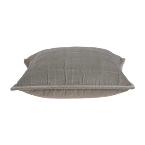 Homeroots 20" X 7" X 20" Transitional Gray Solid Quilted Pillow Cover With Poly Insert   334103