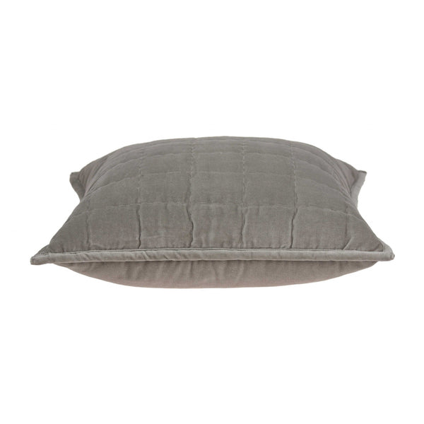 Homeroots 20" X 7" X 20" Transitional Gray Solid Quilted Pillow Cover With Poly Insert   334103