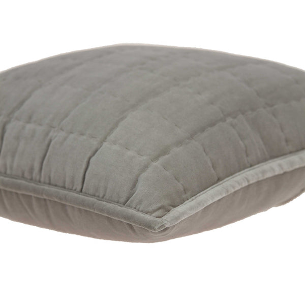 Homeroots 20" X 7" X 20" Transitional Gray Solid Quilted Pillow Cover With Poly Insert   334103