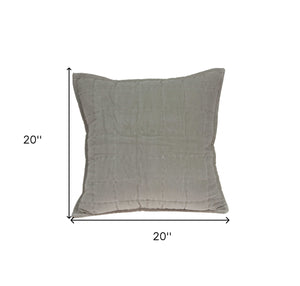 Homeroots 20" X 7" X 20" Transitional Gray Solid Quilted Pillow Cover With Poly Insert   334103