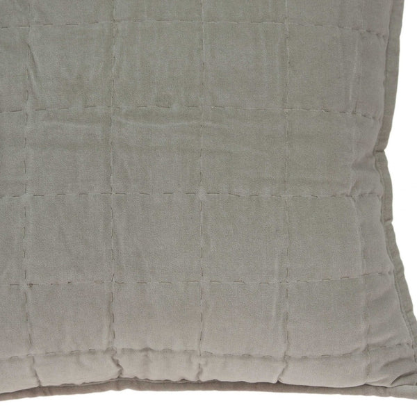 Homeroots 20" X 7" X 20" Transitional Gray Solid Quilted Pillow Cover With Poly Insert   334103