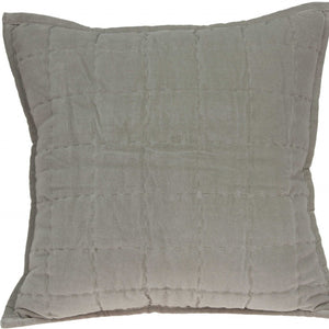 Homeroots 20" X 7" X 20" Transitional Gray Solid Quilted Pillow Cover With Poly Insert   334103
