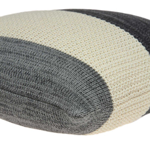 Homeroots 20" X 7" X 20" Transitional Cream And Gray Pillow Cover With Poly Insert   334104