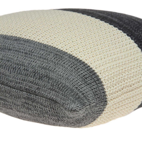 Homeroots 20" X 7" X 20" Transitional Cream And Gray Pillow Cover With Poly Insert   334104