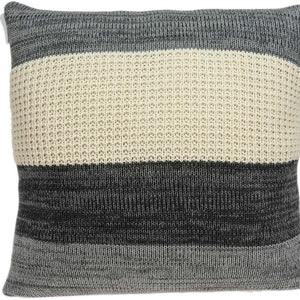 Homeroots 20" X 7" X 20" Transitional Cream And Gray Pillow Cover With Poly Insert   334104