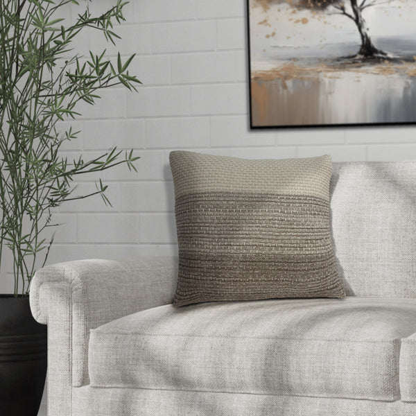 Homeroots 20" X 20" Beige And Brown Cotton Pillow   334107