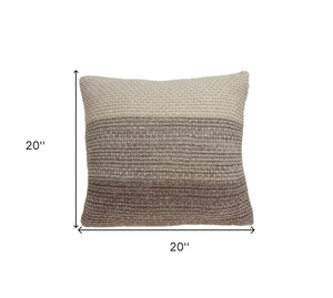 Homeroots 20" X 20" Beige And Brown Cotton Pillow   334107