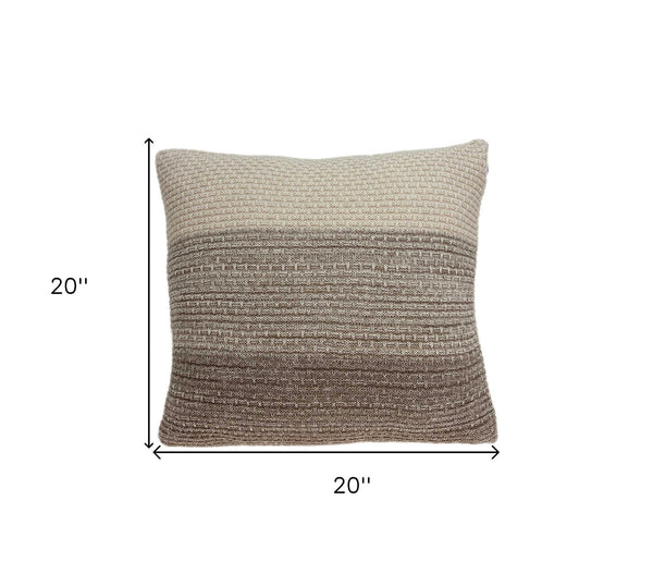 Homeroots 20" X 20" Beige And Brown Cotton Pillow   334107