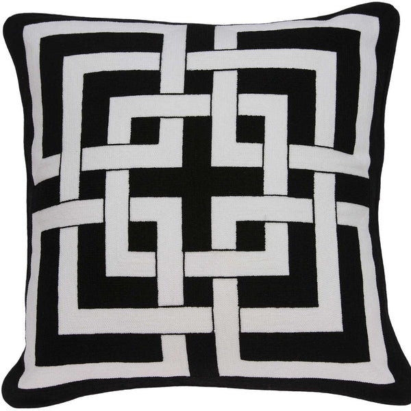 Homeroots 20" X 7" X 20" Transitional Black And White Pillow Cover With Poly Insert   334116