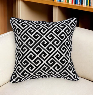 Homeroots 20" X 7" X 20" Cool Transitional Black And White Pillow Cover With Poly Insert   334117
