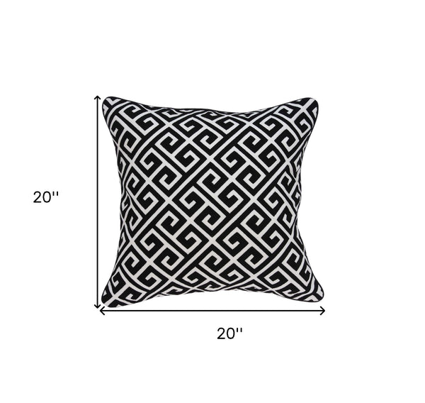 Homeroots 20" X 7" X 20" Cool Transitional Black And White Pillow Cover With Poly Insert   334117