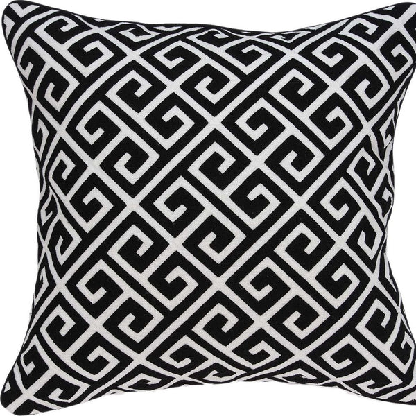 Homeroots 20" X 7" X 20" Cool Transitional Black And White Pillow Cover With Poly Insert   334117