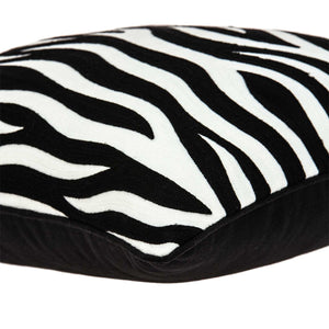 Homeroots 20" X 7" X 20" Transitional Black And White Zebra Pillow Cover With Poly Insert   334118