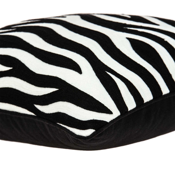 Homeroots 20" X 7" X 20" Transitional Black And White Zebra Pillow Cover With Poly Insert   334118