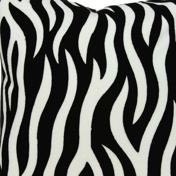 Homeroots 20" X 7" X 20" Transitional Black And White Zebra Pillow Cover With Poly Insert   334118
