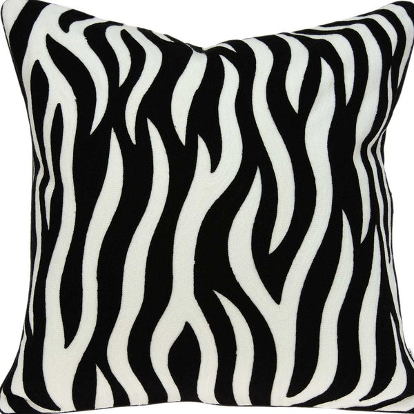 Homeroots 20" X 7" X 20" Transitional Black And White Zebra Pillow Cover With Poly Insert   334118