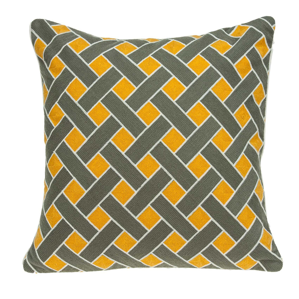 Homeroots 20" Gray And Orange Braided Cotton Throw Pillow   334119