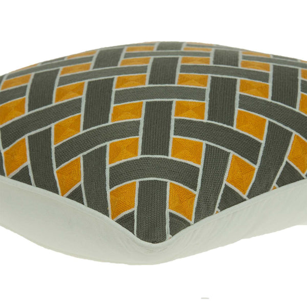 Homeroots 20" Gray And Orange Braided Cotton Throw Pillow   334119