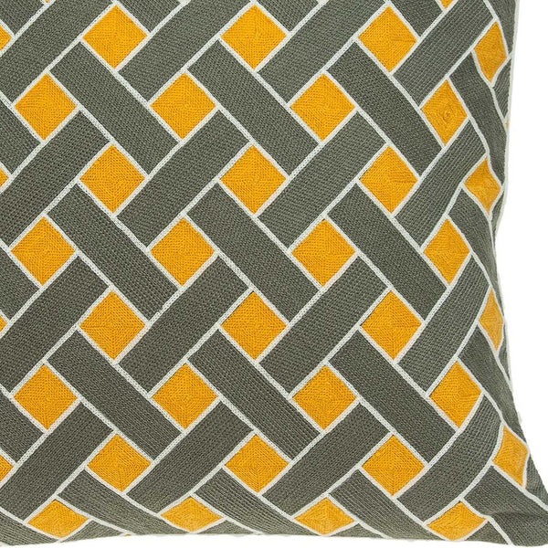 Homeroots 20" Gray And Orange Braided Cotton Throw Pillow   334119