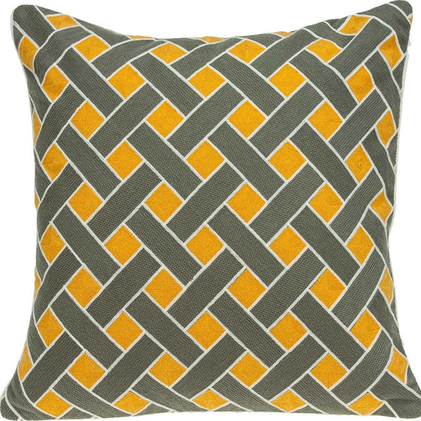 Homeroots 20" Gray And Orange Braided Cotton Throw Pillow   334119