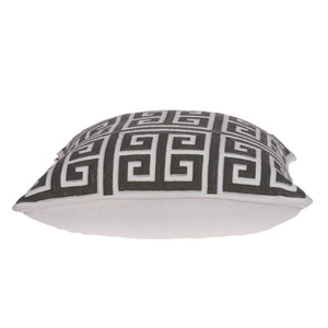 Homeroots 20" Gray And White Greek Key Cotton Throw Pillow   334123