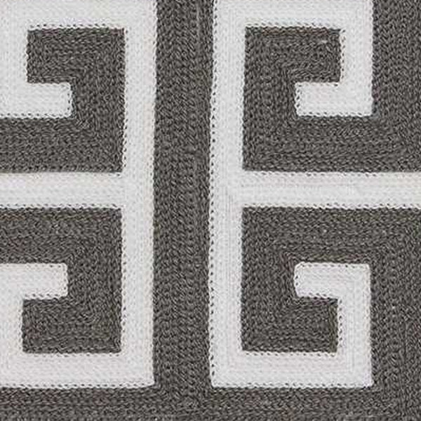 Homeroots 20" Gray And White Greek Key Cotton Throw Pillow   334123