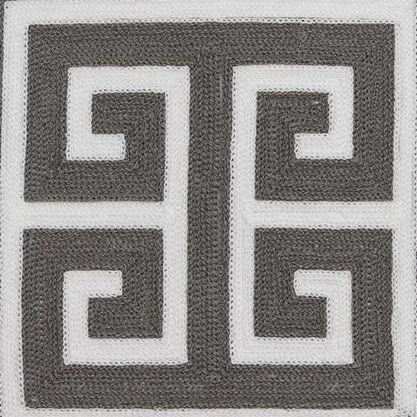 Homeroots 20" Gray And White Greek Key Cotton Throw Pillow   334123