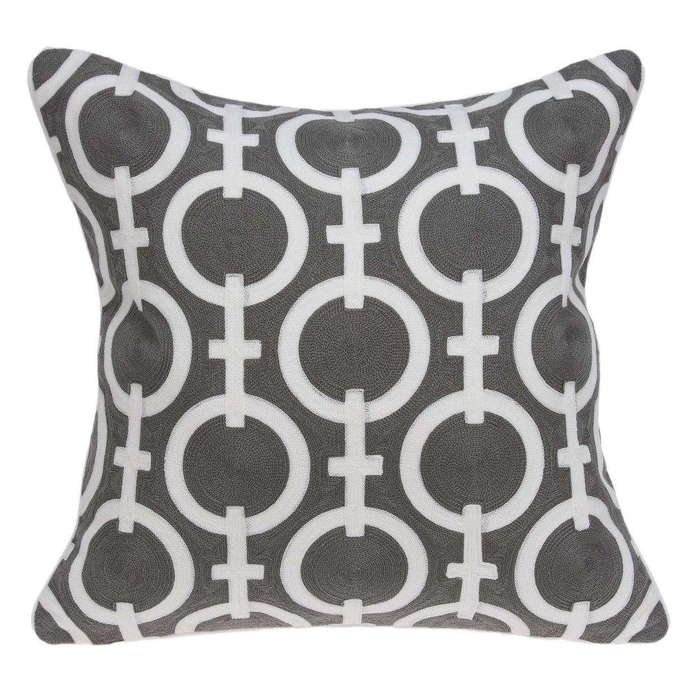Homeroots 20" X 7" X 20" Transitional Gray And White Accent Pillow Cover With Poly Insert   334124